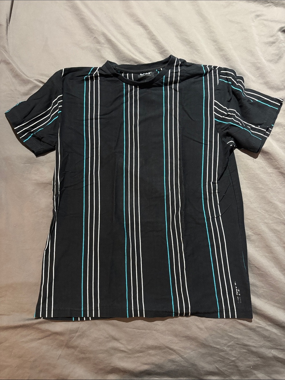 Casual Black Stripe Crewneck T-Shirt - D&F Ricky Singh
